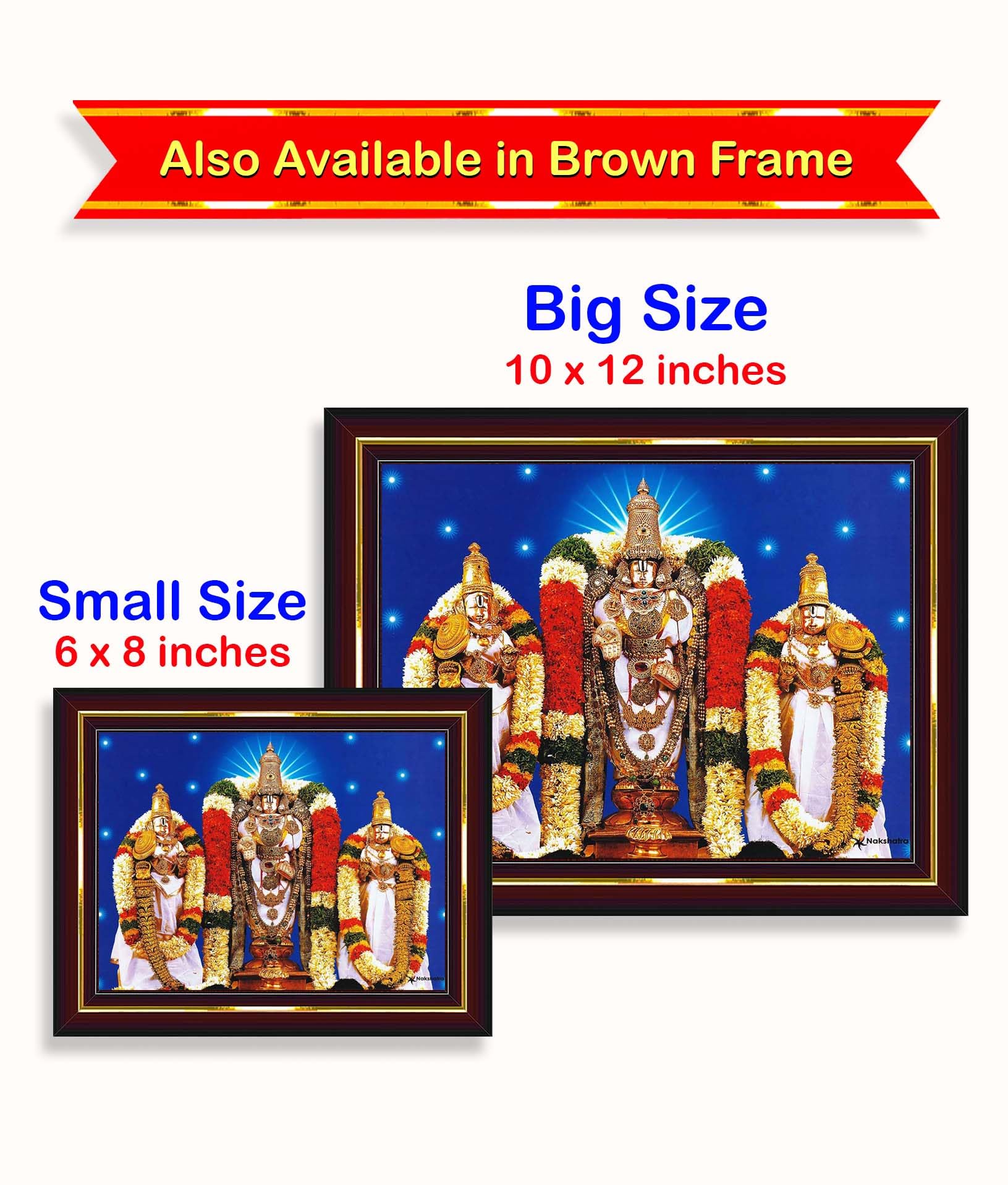 Pavan Photo Laminations Balaji Kalyanam Kalyana Venkateswara Swamy Wall Painting Framed Home Decor (Wood,Matte,Gold,Big Size,10